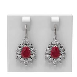 12.1 ctw Ruby & Diamond Earrings 18K White Gold
