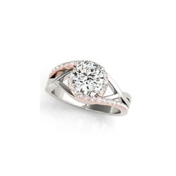 1.3 ctw Certified VS/SI Diamond Bypass Solitaire Ring 18K White & Rose Gold