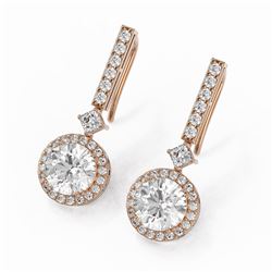 4.25 ctw Diamond Designer Earrings 18K Rose Gold