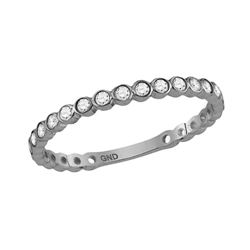 10kt White Gold Round Diamond Bezel Set Stackable Band Ring 1/5 Cttw