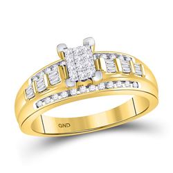 10kt Yellow Gold Princess Diamond Cluster Bridal Wedding Engagement Ring 1/2 Cttw