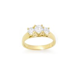 1.0 ctw Certified VS/SI Diamond 3 Stone Ring 14K Yellow Gold
