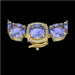 100 ctw Tanzanite & Diamond Micro Necklace 14K Yellow Gold