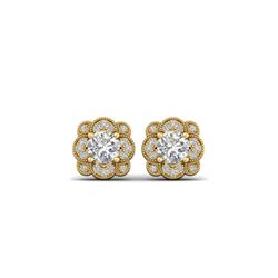 1.5 ctw Certified VS/SI Diamond Art Deco Stud Earrings 18K Yellow Gold