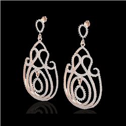 3.50 ctw Micro Pave Designer VS/SI Diamond Earrings 14K Rose Gold