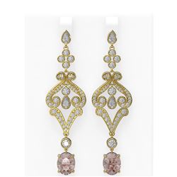 9.85 ctw Morganite & Diamond Earrings 18K Yellow Gold