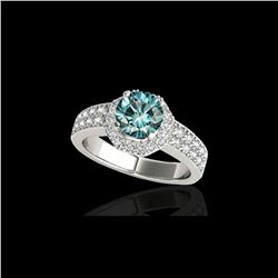 1.4 ctw SI Certified Fancy Blue Diamond Solitaire Halo Ring 10K White Gold