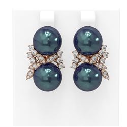 0.96 ctw Diamond and Pearl Earrings 18K Rose Gold