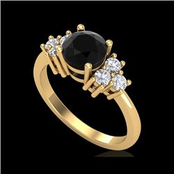 1.5 ctw Fancy Black Diamond Engagement Ring 18K Yellow Gold