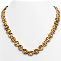58.27 ctw Fancy Citrine & Diamond Micro Pave Halo Necklace 10K Rose Gold
