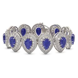 56.04 ctw Sapphire & Diamond Victorian Bracelet 14K White Gold