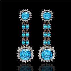 19.64 ctw Swiss Topaz & Diamond Earrings 14K Rose Gold
