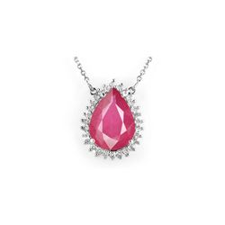 14.15 ctw Ruby & Diamond Necklace 18K White Gold