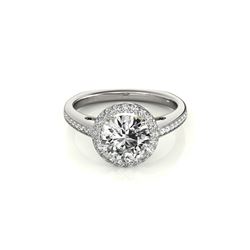 0.8 ctw Certified VS/SI Diamond Solitaire Halo Ring 18K White & Yellow Gold