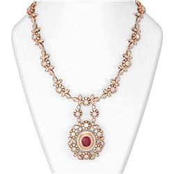 24.87 ctw Ruby & Diamond Necklace 18K Rose Gold