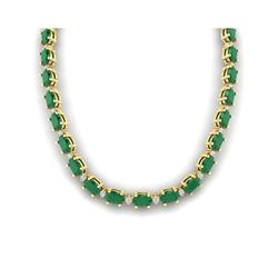 55.5 ctw Emerald & VS/SI Certified Diamond Eternity Necklace 10K Yellow Gold