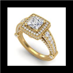 2.53 ctw Princess VS/SI Diamond Solitaire Art Deco Ring 18K Yellow Gold