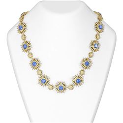 42.03 ctw Tanzanite & Diamond Necklace 18K Yellow Gold