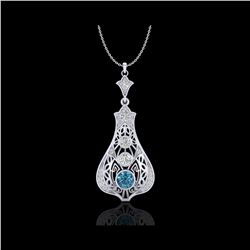 1.75 ctw Fancy Intense Blue Diamond Art Deco Necklace 18K White Gold