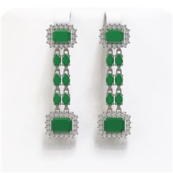 11.98 ctw Emerald & Diamond Earrings 14K White Gold