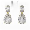 Image 2 : 3.7 ctw Pear and Oval Diamond Designer Earrings 18K Yellow Gold