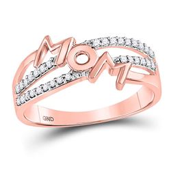 10kt Rose Gold Round Diamond Mom Mother Band Ring 1/6 Cttw