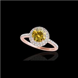 2.15 ctw Certified SI/I Fancy Intense Yellow Diamond Ring 10K Rose Gold