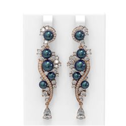 5.13 ctw Diamond and Pearl Earrings 18K Rose Gold