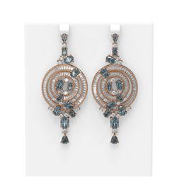 19.17 ctw Blue Topaz & Diamond Earrings 18K Rose Gold