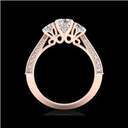 1.81 ctw VS/SI Diamond Art Deco 3 Stone Ring 18K Rose Gold