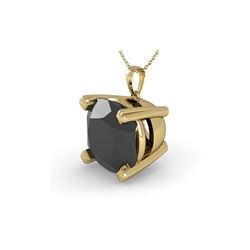 6.0 ctw Cushion Black Diamond Designer Necklace 18K Yellow Gold