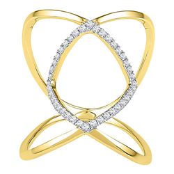 10kt Yellow Gold Round Diamond Open Strand Knuckle Fashion Ring 1/6 Cttw