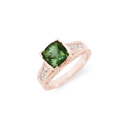 3.0 ctw Green Tourmaline & Diamond Ring 14K Rose Gold