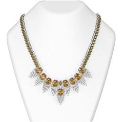 75.14 ctw Canary Citrine & Diamond Necklace 18K White Gold