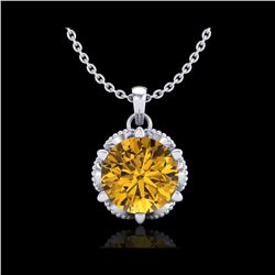 1.36 ctw Intense Fancy Yellow Diamond Art Deco Necklace 18K White Gold
