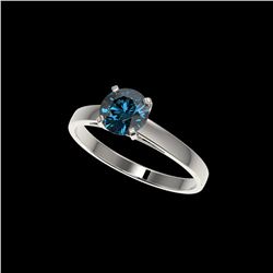 1.05 ctw Certified Intense Blue Diamond Engagement Ring 10K White Gold