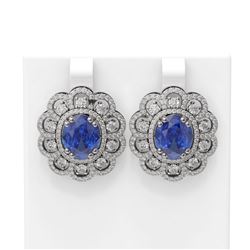 12.21 ctw Tanzanite & Diamond Earrings 18K White Gold