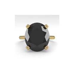 9.0 ctw Oval Black Diamond Engagement Designer Ring 18K Yellow Gold