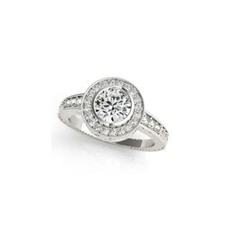1.11 ctw Certified VS/SI Diamond Halo Ring 18K White Gold