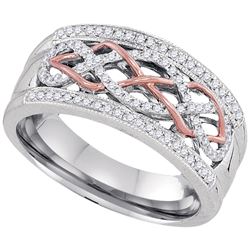 10kt Two-tone Gold Round Diamond Filigree Band Ring 1/4 Cttw
