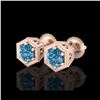 Image 1 : 1.15 ctw Fancy Intense Blue Diamond Art Deco Earrings 18K Rose Gold