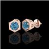 Image 2 : 1.15 ctw Fancy Intense Blue Diamond Art Deco Earrings 18K Rose Gold