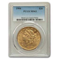 1904 $20 Liberty Gold Double Eagle MS-63 PCGS