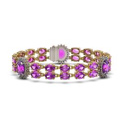 28.03 ctw Amethyst & Diamond Bracelet 14K Yellow Gold