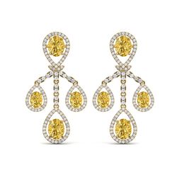 20.69 ctw Canary Citrine & VS Diamond Earrings 18K Yellow Gold