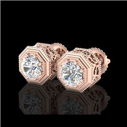 1.07 ctw VS/SI Diamond Solitaire Art Deco Stud Earrings 18K Rose Gold