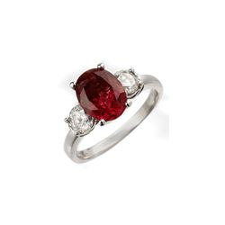 3.25 ctw Rubellite & Diamond Ring 18K White Gold