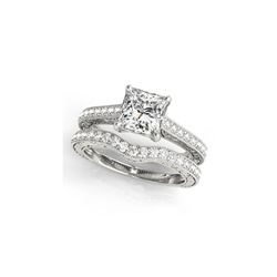 1.65 ctw Certified VS/SI Princess Diamond 2pc Set Ring 14K White Gold