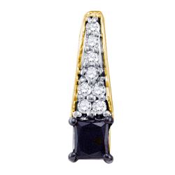 10kt Yellow Gold Princess Black Color Enhanced Diamond Fashion Pendant 1/2 Cttw