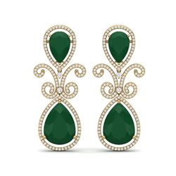 31.6 ctw Emerald & VS Diamond Earrings 18K Yellow Gold